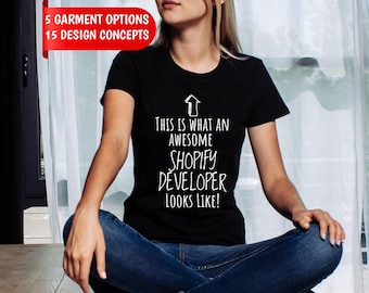 Shopify Developer Shirt, "I Speak Fluent Liquid" Custom Name Tee
