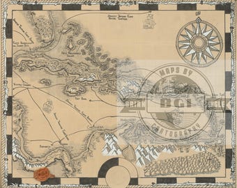 ベルベット紙プリント：手描きのカリブ海交易路地図（アンティーク調）