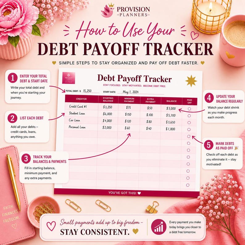 Debt Free Tracker Printable (instant Download) - Etsy