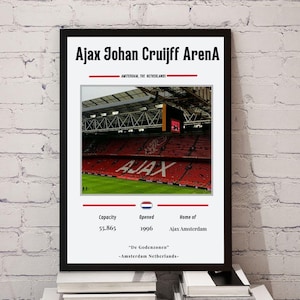 Johan Cruijff ArenA Ajax Poster Amsterdam Football Wall Art Ajax FC Stadium Print Digital Download Soccer Decor Gift for Fans