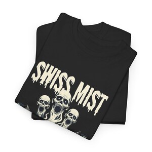 Swiss Mist Hot Chocolate Horror T-Shirt, Spooky Fog Creepy Cocoa Tee, Funny Halloween Horror Shirt, Haunted Cocoa Gift image 2