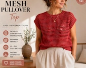 Mesh Crochet Pullover Pattern PDF | Easy Beginner Top | Oversized Sweater | XS-5XL | Instant Download | Summer Crochet Top
