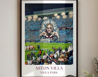 Aston Villa Poster : Villa Park Stadium Champions Europa League Wall Art Painting