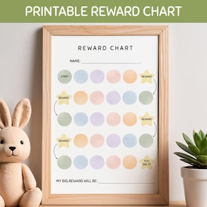 Reward Chart Printable Minimalist Pastel Toddler Routine Chart Poster Kid Behavior Goal Tracker Daily Chore Checklist Motivation Children