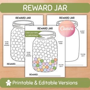 Behavior Chart Printable Reward Jar for Kids Morning Routine Tracker Potty Training Token PDF Custom Motivating Chore Chart to Print