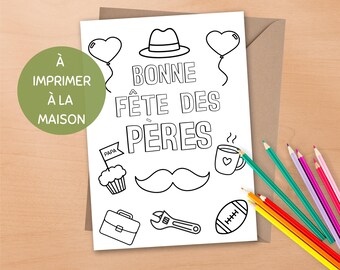 Tarjeta para colorear del Día del Padre, manualidad para niños para papá, tarjeta imprimible del Día del Padre, linda actividad de dibujo para regalo imprimible, tarjeta en blanco