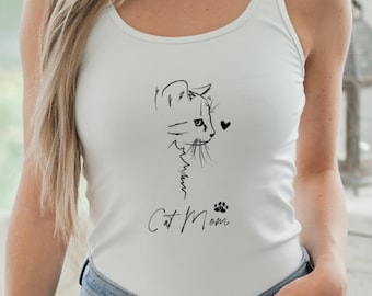 Cat Mom Ladies Tank, Cat Mom Comfort Colors Tank, Pet Lover Gift, Top  Kitten Clothing ,Cottage Core Clothes, Aesthetic Tank, Cat Lover Gift