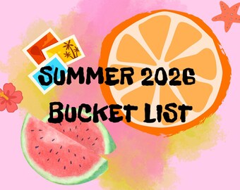 Utskrivbar bucketlist för sommaren 2026, checklista med 100 aktiviteter (digital nedladdning)