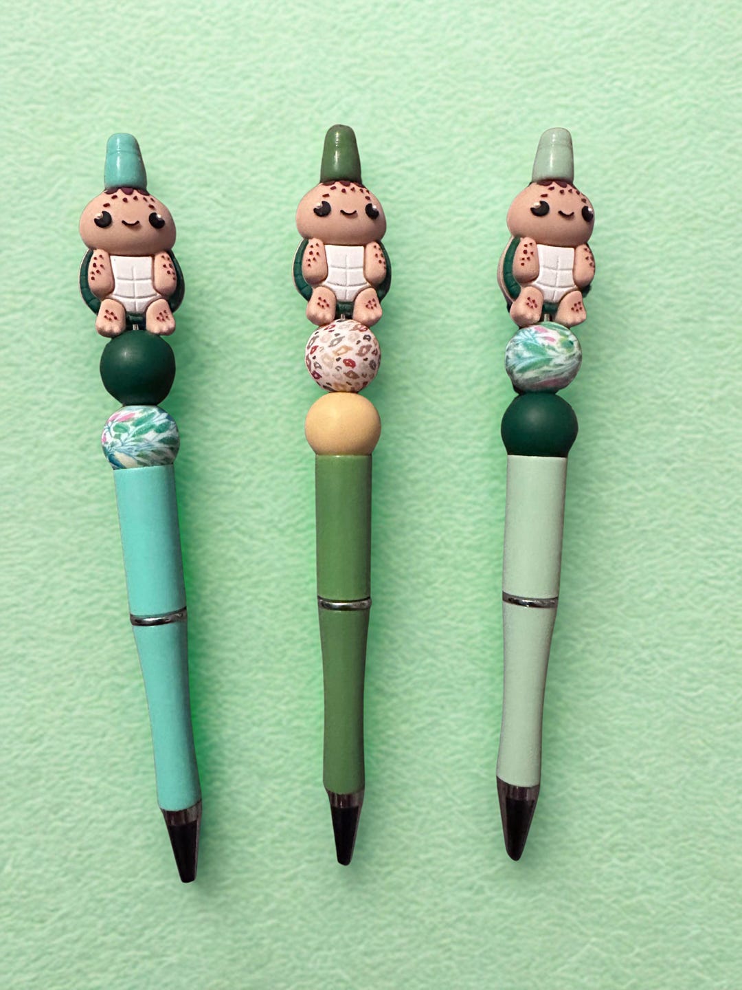 Turtle Rhinestone Pen Adorable Set of 3 Sea Turtle Themed Beaded Ball Point Pens - Etsy