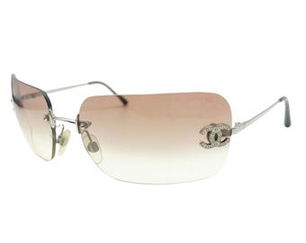 Chanel Diamante Randlose Ombre getönte Sonnenbrille in Baby Rosa