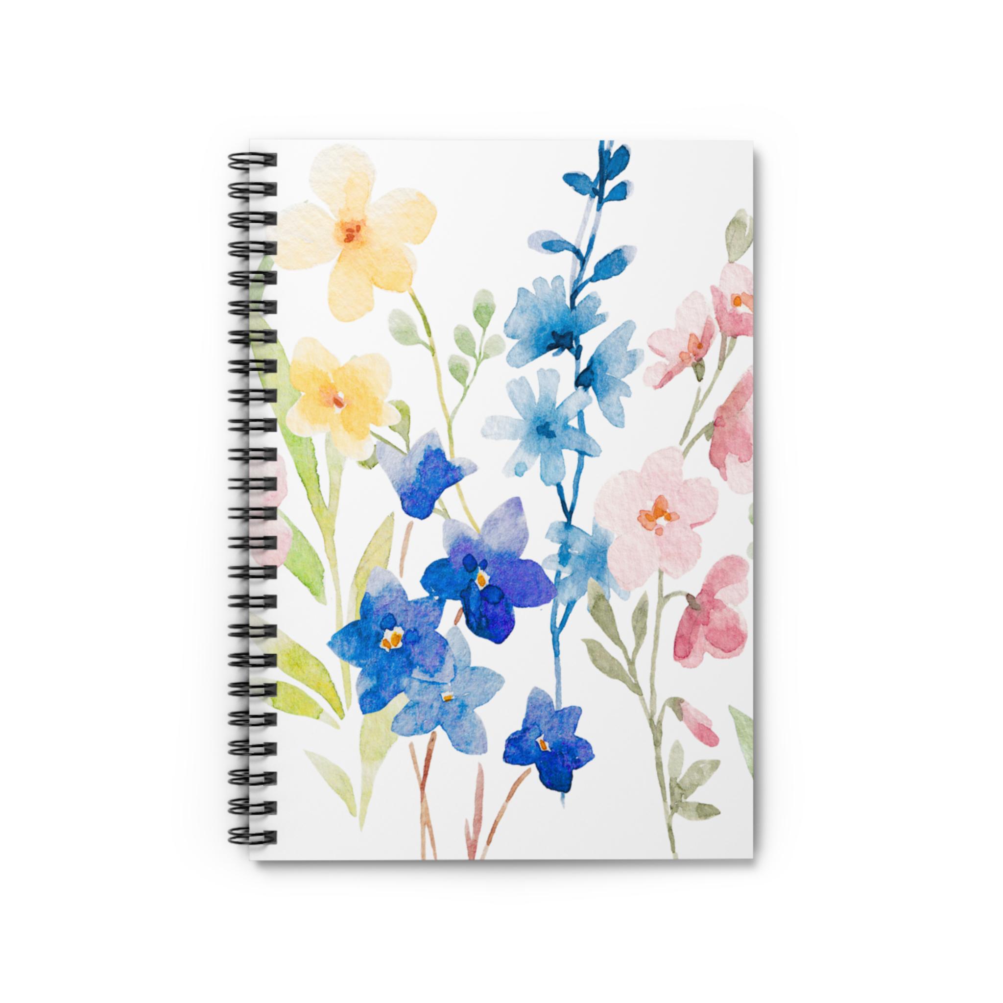 Watercolor Wildflowers Notebook | Spiral Ruled Journal - Etsy