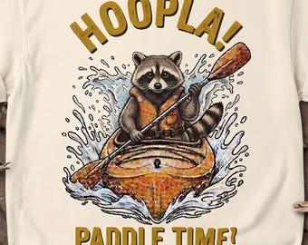 Raccoon Kayak T-Shirt, Comfort Colors 1717 Hoopla Paddle Time Tee, Funny Trash Panda Shirt, Cute Animal Canoe T-Shirt, River Float Gift
