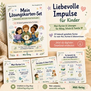 Solution cards PDF for children, 40 cards for solving problems, finding ideas, getting help, taking small steps. Download