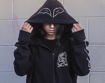 Calling In Sick! Zip-Up Hoodie: Hand Drawn 100% Cotton Graphic Hoodie