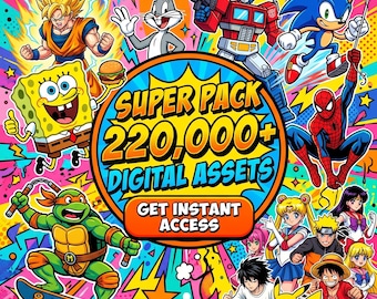 Plus de 220 000 mégapixels SVG, dessins animés, vacances, dessins DTF (téléchargement numérique)