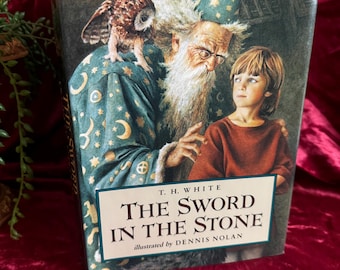 The Sword in the Stone Book 1993 Illustrated Dennis Nolan T.H. White Arthurian Fantasy Vintage Children’s Classic Merlin Storybook Gift