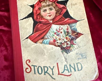 Antique McLoughlin Bros Children’s Story Book | Early 1900s Echoes From Storyland | Illustrated Fairy Tale & Nursery Rhyme Book | Cinderella