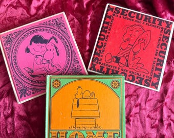 Vintage Peanuts Charlie Brown Mini Book Set First Editions 1960s | Happiness is a Warm Puppy | Security is a Thumb and a Blanket | Home