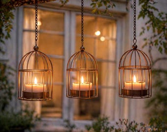 3Pack Birdcage Waterproof Solar Light Hanging Lanterns, Decorative Outdoor Hanging Lights for Garden, Outdoor Solar Lights for Yard