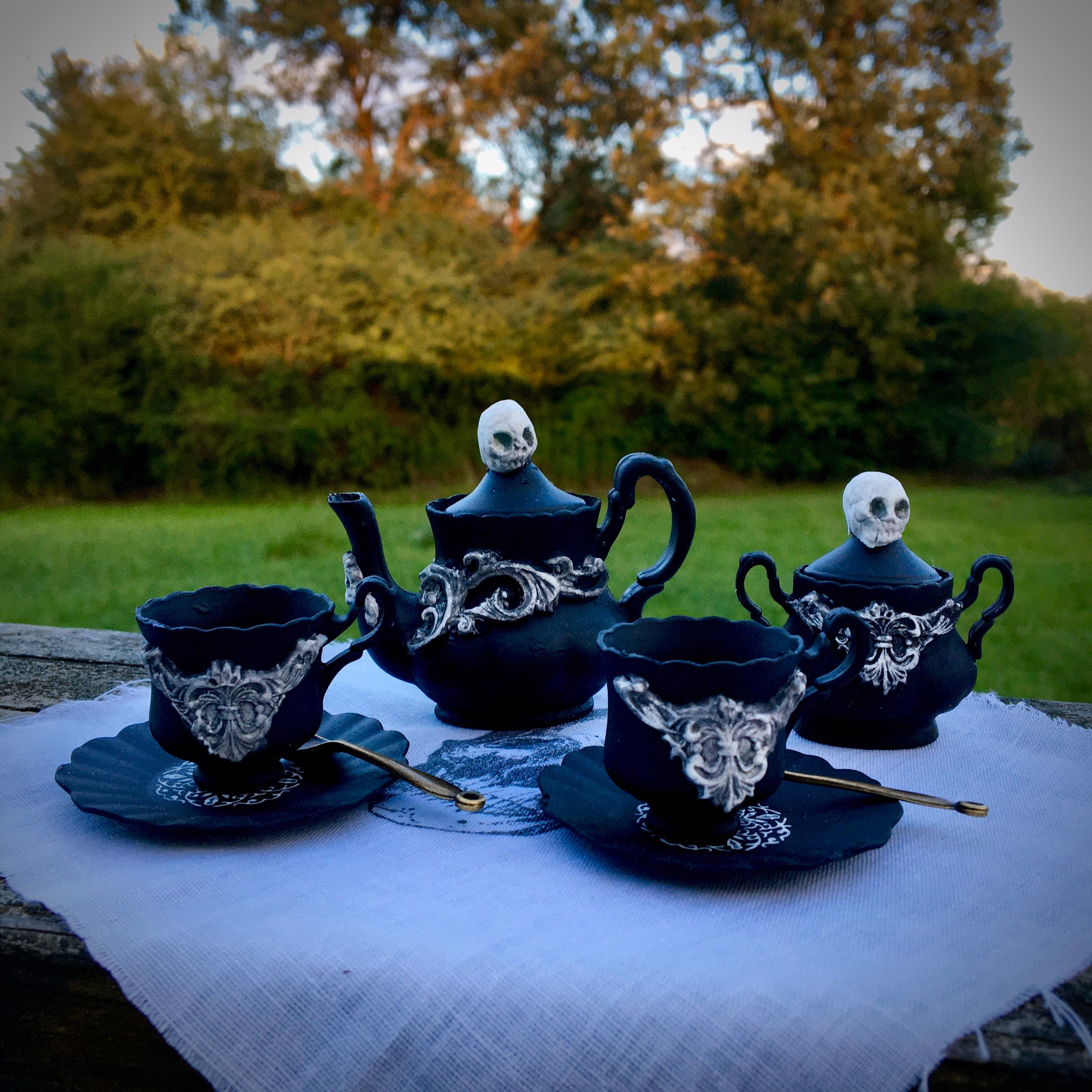 Memento Mori Tea Set. Skulls scrolls and dark solemnity in a Etsy