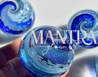 Cremation keepsake, memorial glass, ashes into glass, ash urn, pet ashes, wave inspired memorial, memorials with ashes, ash infused in glass