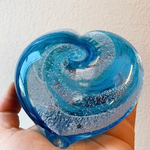 Small ashes in glass heart comes with 1 color or add more colors / heart cremation glass / heart keepsake glass memorial