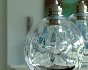 Blown glass pendant light Lightly dented 5" Glass Pendant lights, Glass chandelier, blown glass lighting, blown glass chandeliers