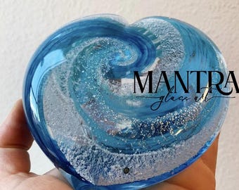 Memorial glass, Memory glass, ashes in glass, ashes in glass heart, heart memorial glass, heart urn, cremation glass, ashes in glass