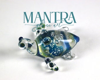 Ashes in Glass Sea Turtle, Sea Turtle Memorial, Ashes Keepsake Turtle, Ocean Turtle, Blue Turtle, Memorial Glass Turtle Cremation, Urns