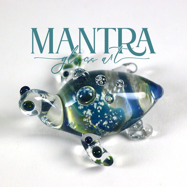 Ashes in Glass Sea Turtle, Sea Turtle Memorial, Ashes Keepsake Turtle, Ocean Turtle, Blue Turtle, Memorial Glass Turtle Cremation, Urns