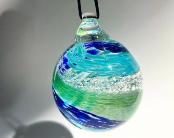 3 color memorial glass ornament, cremation glass art, ashes in glass, ashes keepsakes, memorial glass ornament, hanging ashes
