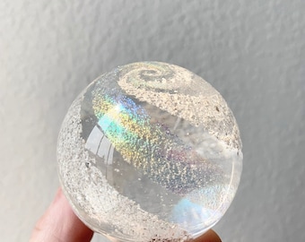 Rainbow bridge memorial glass paperweight with ashes and rainbow glass / ashes in glass keepsake / memorial glass cremation art