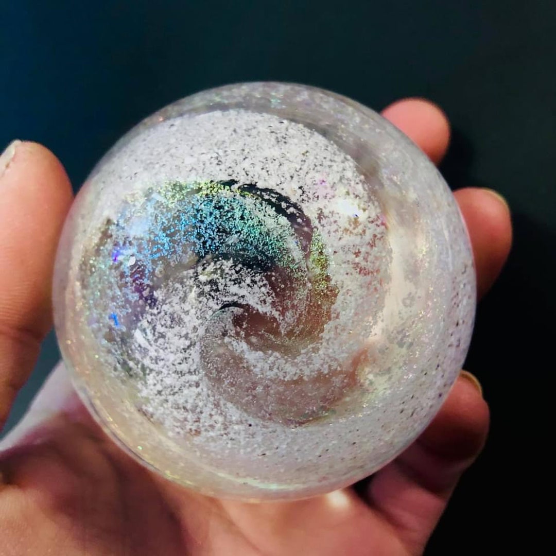 Ashes Glass Orb Sparkly Glass Cool Colors / Sparkly Glass - Etsy