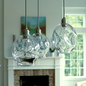 Blown glass lighting QTY (1)  6&quot; lightly crinkled design - Hanging Pendant Light, Blown Glass Lighting, Chandelier