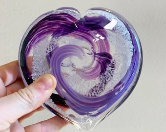 Large ashes in glass heart / heart cremation glass / heart keepsake glass memorial / pet memorials and ashes