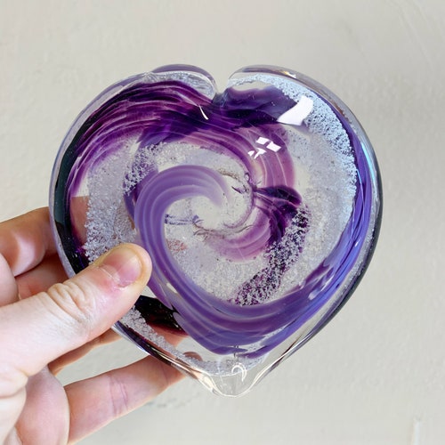 Memorial Glass Heart Paperweight Cremation Ashes Pet Etsy