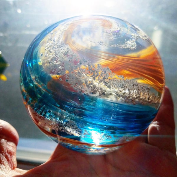 Cremation Ash Infused Glass Orb, Memorial Keepsake