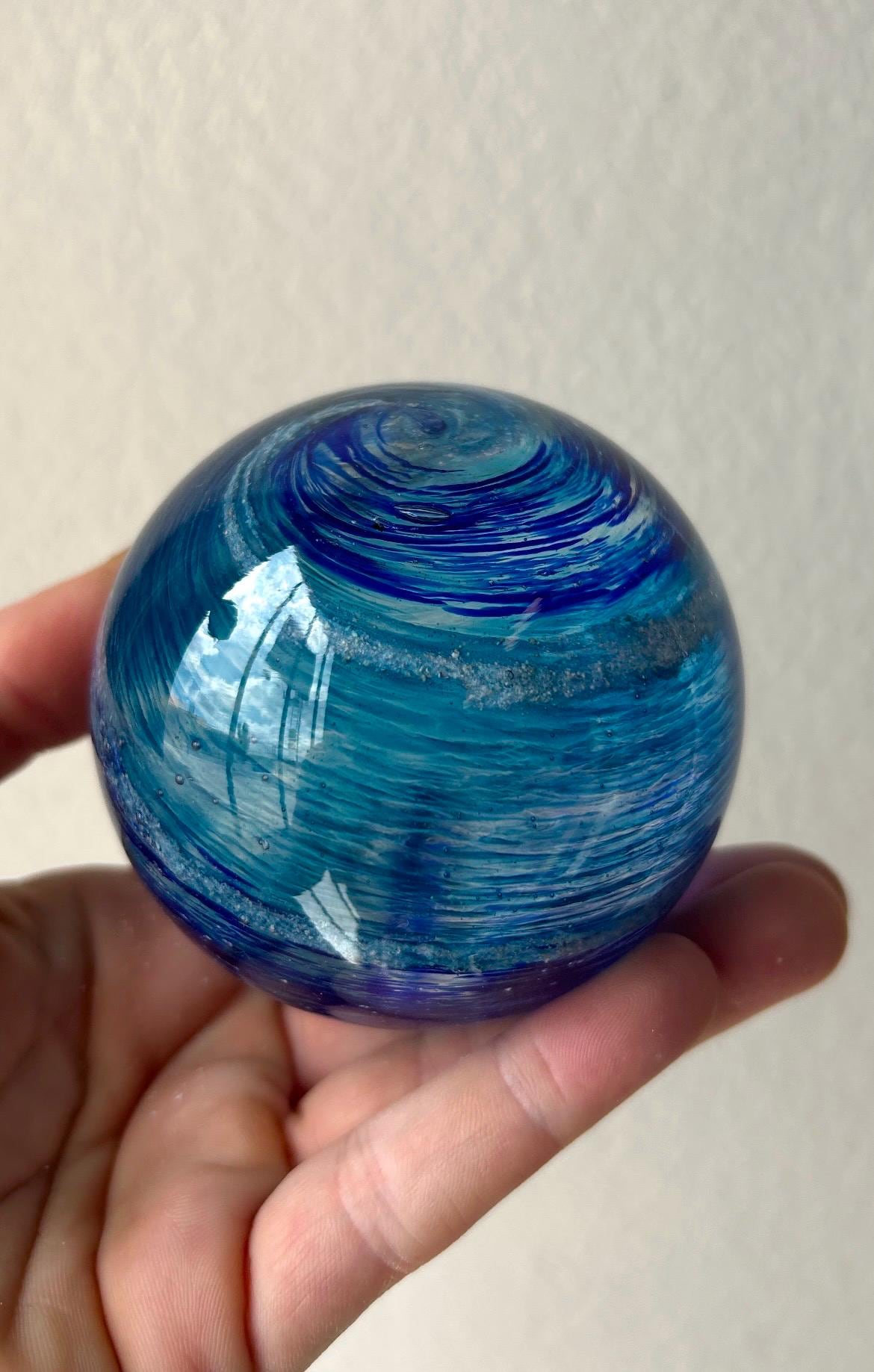 Ash in glass two tone solid keepsake, Solid color glass paperweight with ashes / Memorial paperweight glass orb / cremate glass orb