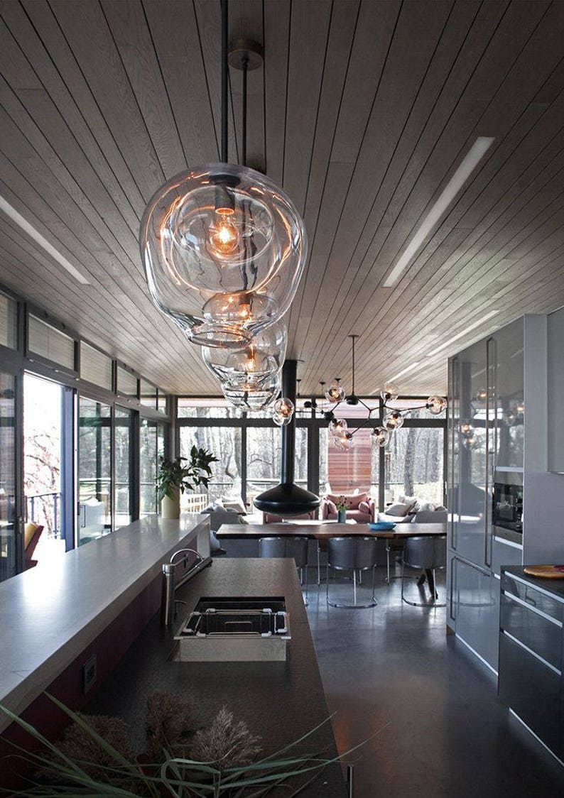 Pendant lights 5" LED Bulbs, kitchen lighting, glass light, blown glass light, lighting, dining room light, chandelier, living room lighting