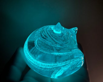 Ashes in glass glow in the dark cat memorial, ashes keepsake glow in the dark cat