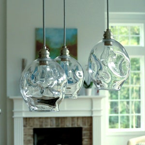 Blown glass pendant light Lightly dented 5" Glass Pendant lights, Glass chandelier, blown glass lighting, blown glass chandeliers