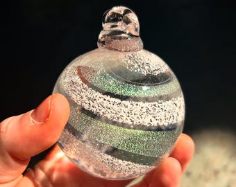 Ash ornament, Silver or gold ornament, ashes in glass, keepsake glass, cremation memorial, hanging ash orb, hanging ornament with ashes