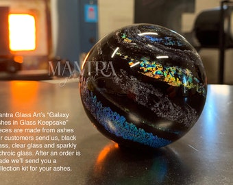 Ashes in glass galaxy memorial, ashes keepsake cremate glass pet ashes glass, Memorial Glass Blown Glass Keepsake / Pet Loss and Urns