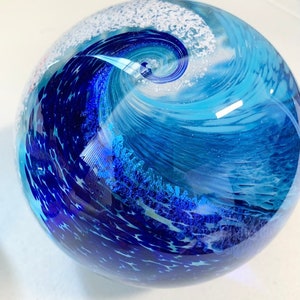 Ocean wave ashes in glass memorial keepsake, spirit keepsake memorials ocean wave ocean theme