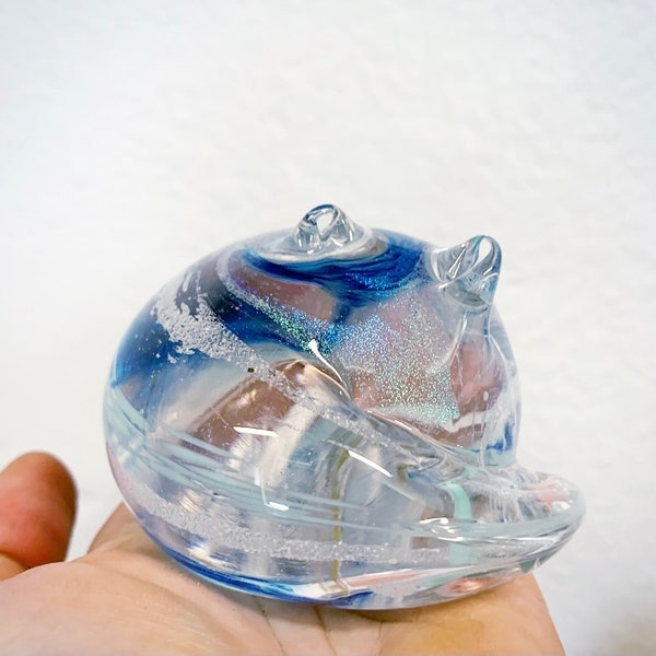 Cat memorial ashes in glass keepsake / cat keepsake / sleepy cat memorial glass / pet ashes cremation pet memorials