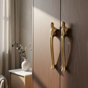 Brass Human Figure Cabinet Handle | Modern Brass Drawer Pull | Sculptural Furniture Hardware
