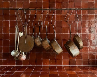 Amber Zellige Tile | Moroccan Handmade Backsplash Tile | Cognac Red Kitchen Bathroom Fireplace | 4x4in