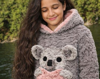 Koala Plush Hoodie for kids- Handmade Soft Animal Hoodie