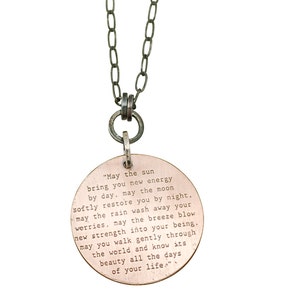 Wedding Blessing Pendant, Wedding Blessing necklace, nature blessing, tiny blessing, Nature prayer necklace