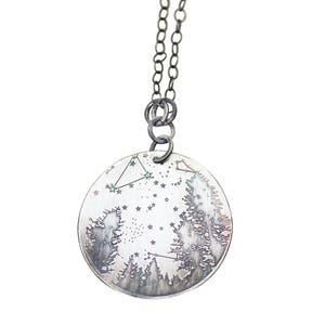 Summer Night Sky Necklace, constellation earrings, zodiac earrings, stars and trees, scorpio, Sagittarius, constellations